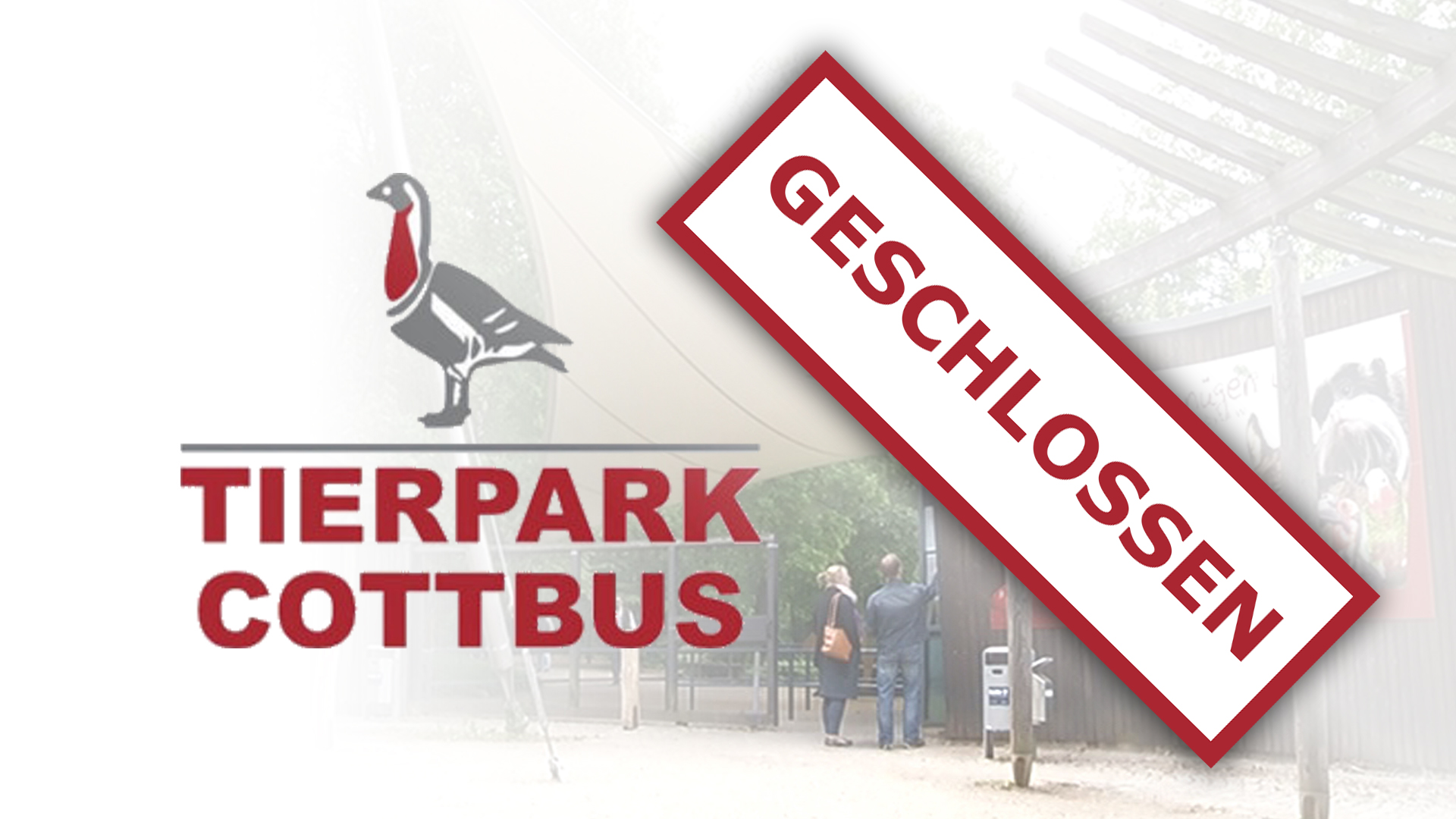 Cottbuser Tierpark als Schild mit Text geschlossen