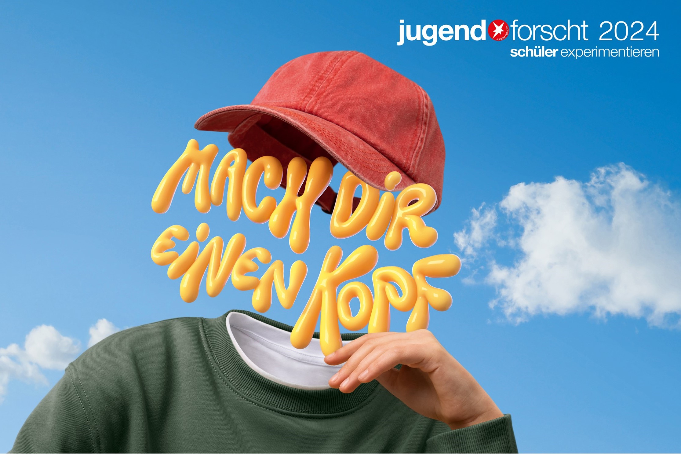 JUFO_Plakat Das Plakat zeigt einen jungen Menschen mit Kappe. Anstelle des Kopfes ist der Schriftzug "Mach dir einen Kopf" zu sehen.