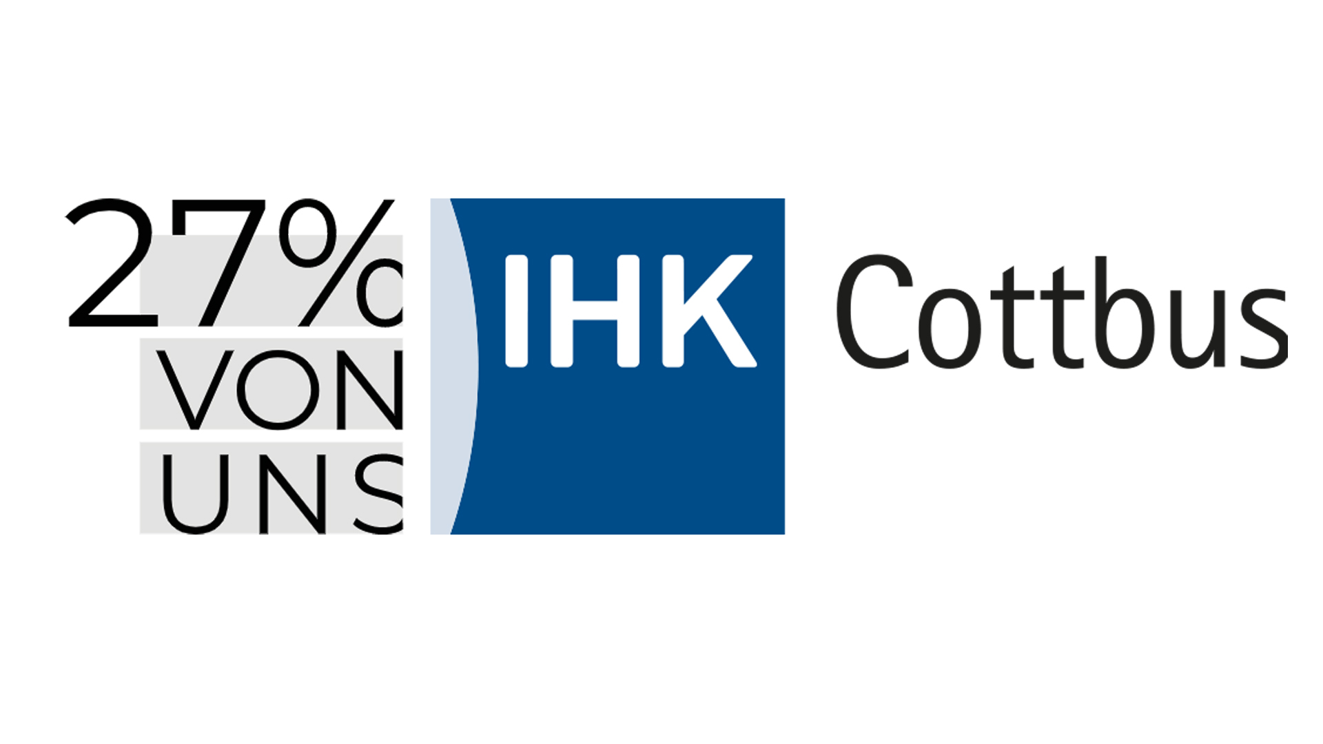 Die Grafik zeigt das Logo der IHK Cottbus. Auf der linken Seite ist es abgeschnitten, dort steht: "27% von uns".