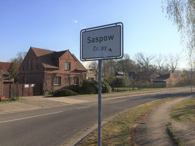 Ortseingangschild Saspow