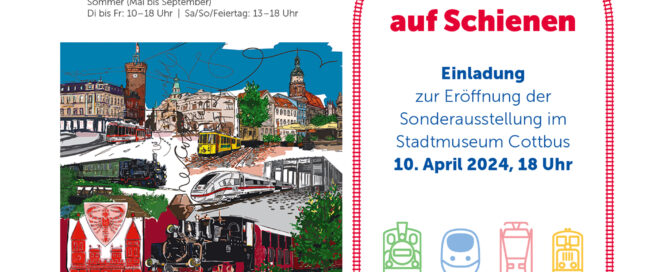 Das Plakat zeigt eine Collage von Bildern mit Verkehrsmitteln und Informationen zur Ausstellung.