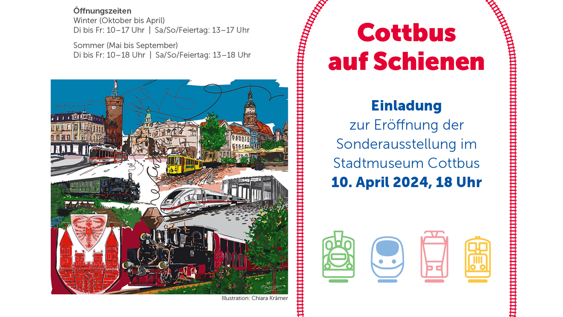 Das Plakat zeigt eine Collage von Bildern mit Verkehrsmitteln und Informationen zur Ausstellung.