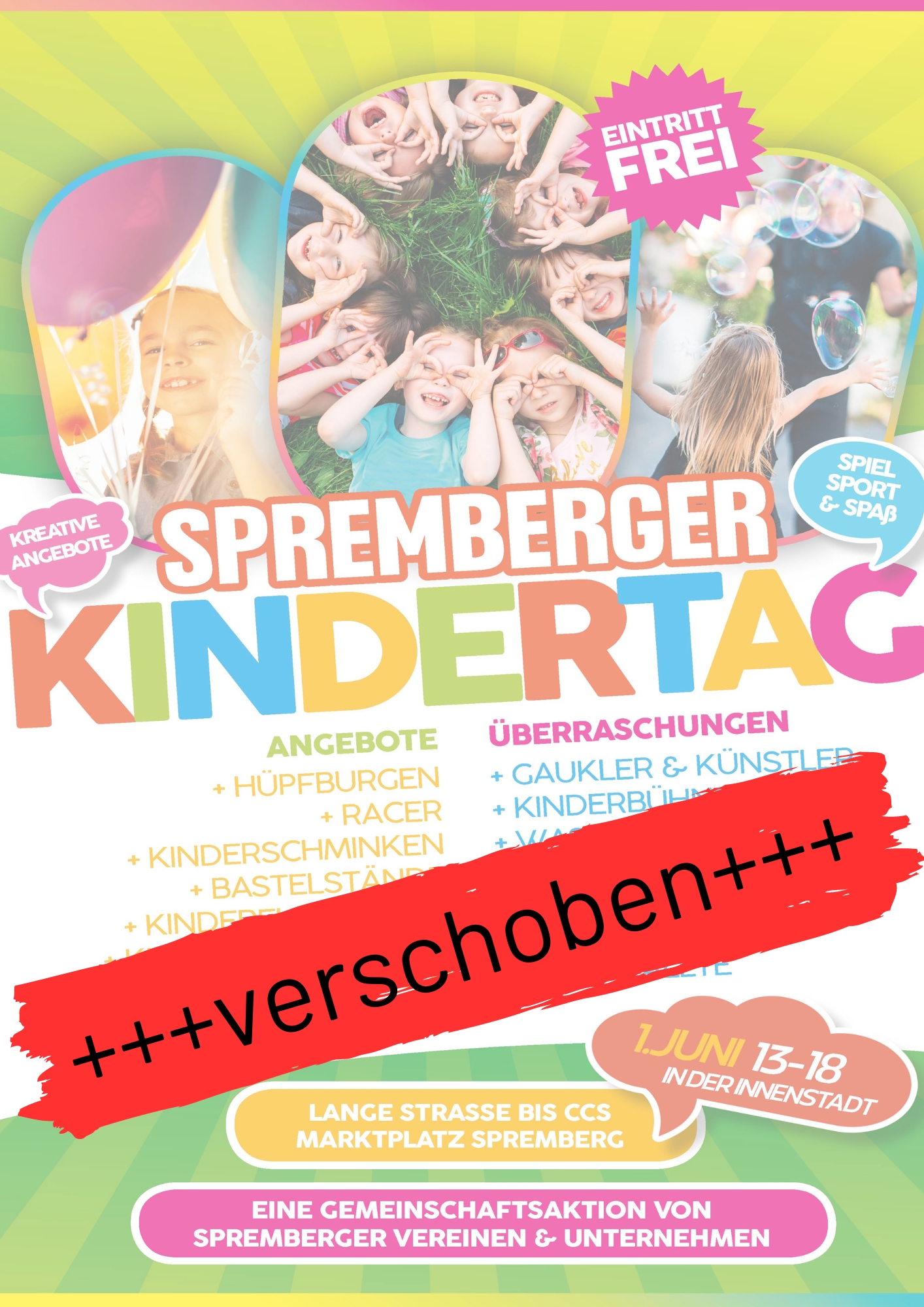 Flyer_Kindertag_verschoben Kindertags Plakat mit der Aufschrift abgesagt