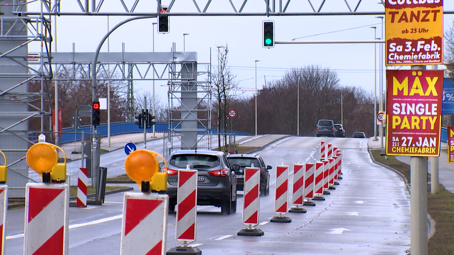 Stadtring Baustelle auf dem Cottbuser Stadtring