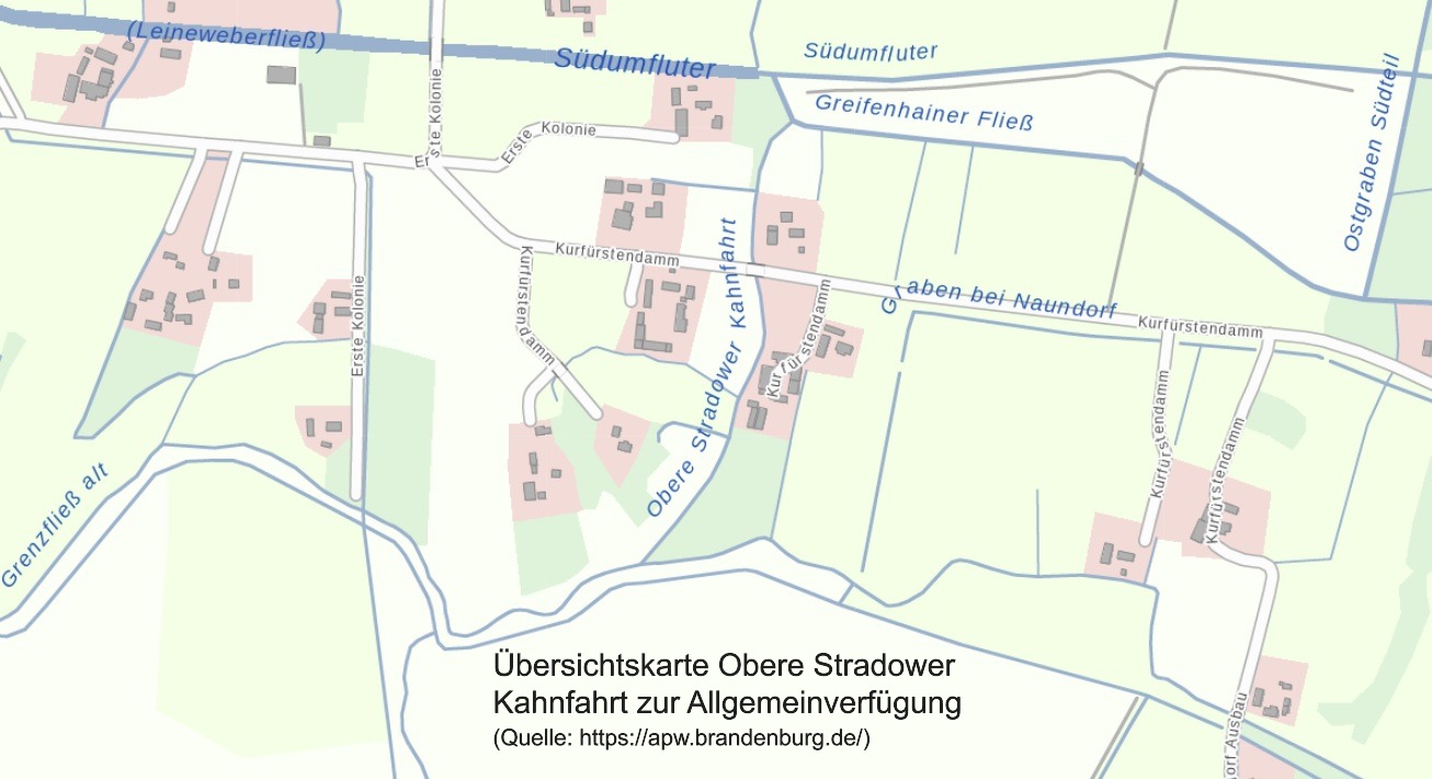 burg Karte der Oberen Stradower Kahnfahrt in Burg im Spreewald.