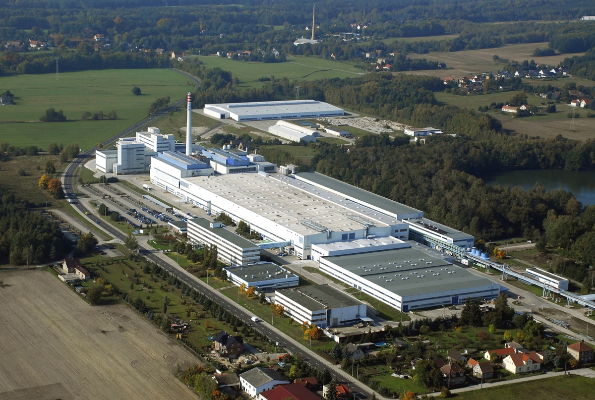Glaswerk Luftaufnahme vom Glaswerk in Tschernitz