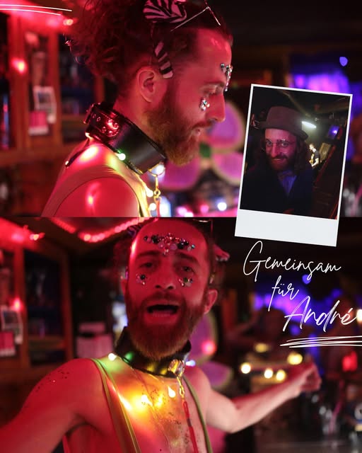 Spenenaufruf Andre Auf dem Bild ist ein junger Mann in Partyoutfit zu sehen