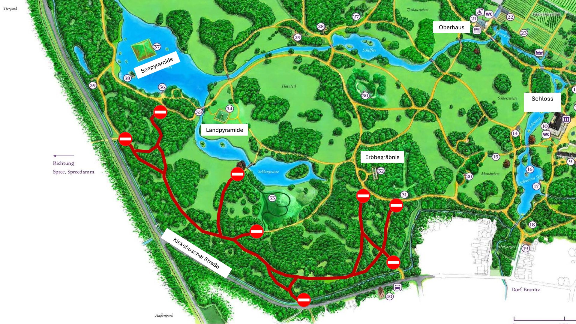 Karte auf der Wege eingezeichnet sind