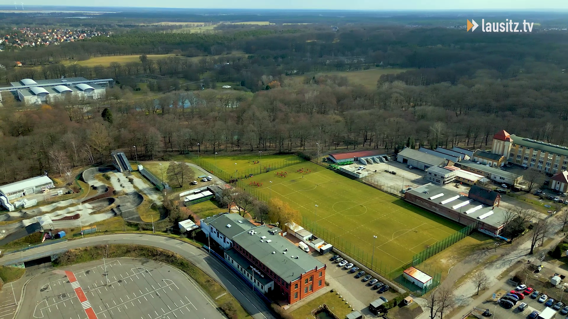 Parzellenstraße Luftaufnahme vom Energie Cottbus Trainingsplatz Parzellenstraße