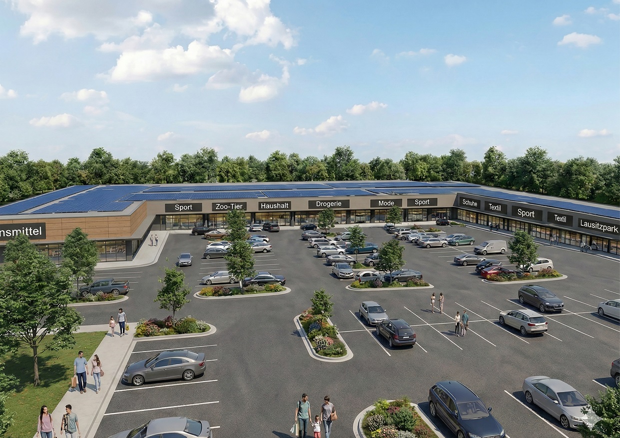 Visualisierung_FMZ Cottbus Perspektive Luftaufnahme vom neuen Lausitz Park