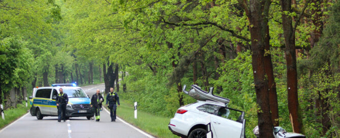 Auto prallt gegen Baum