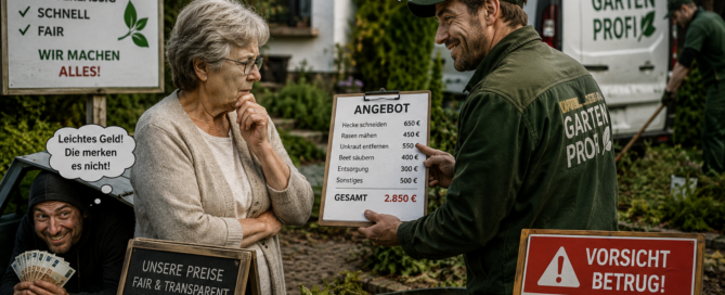 Montage Betrug Gartenarbeit