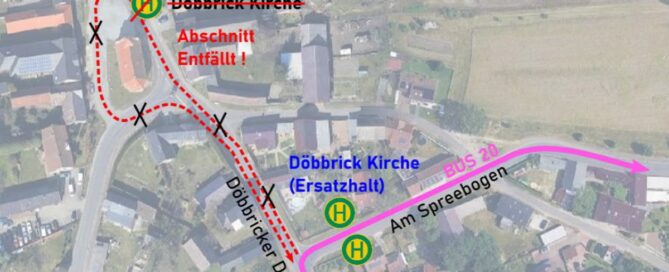Linie 20: Ersatzhaltestelle in Döbbrick ab Freitag