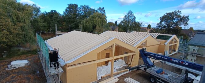 Rohbau für ein Holzhaus